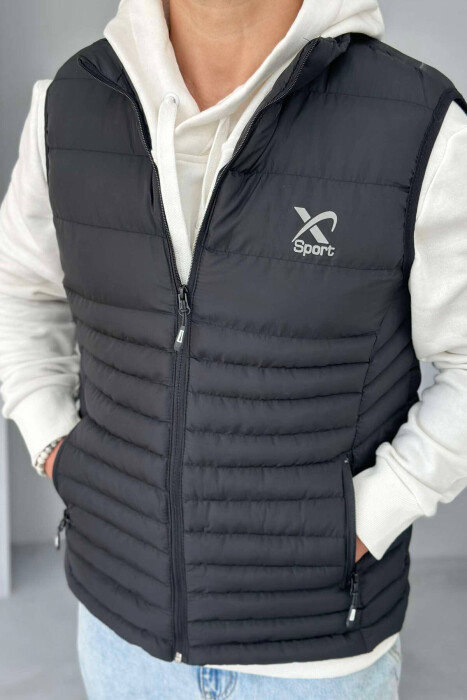 SMALL STAMP POCKET MEN VEST IN BLACK COLOR - 5