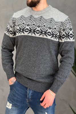 SNOWFLAKE DESIGN TWO COLORS MAN SWEATER DARK GREY/GEE 