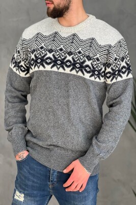 SNOWFLAKE DESIGN TWO COLORS MAN SWEATER GREY/GRI 