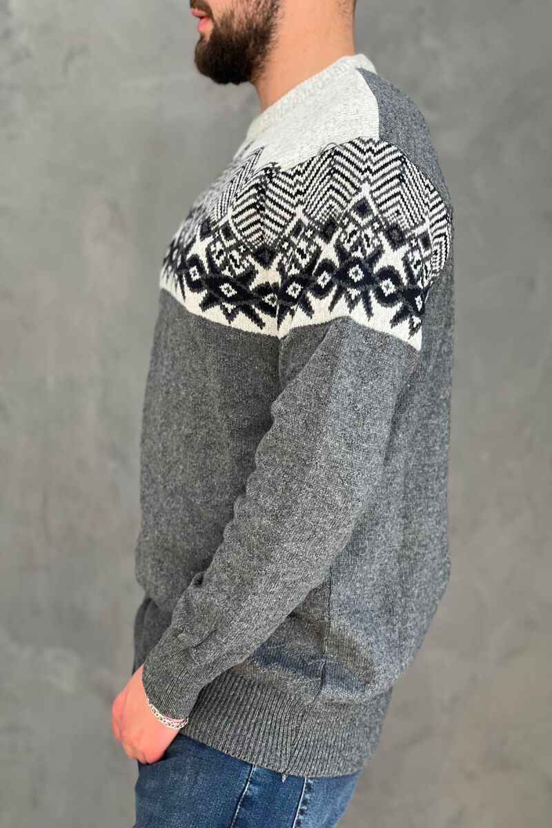 SNOWFLAKE DESIGN TWO COLORS MAN SWEATER GREY/GRI - 2