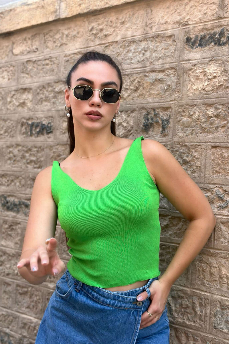 SOFT MATERIAL V-NECK WOMAN TOP GREEN/JESHILE - 1