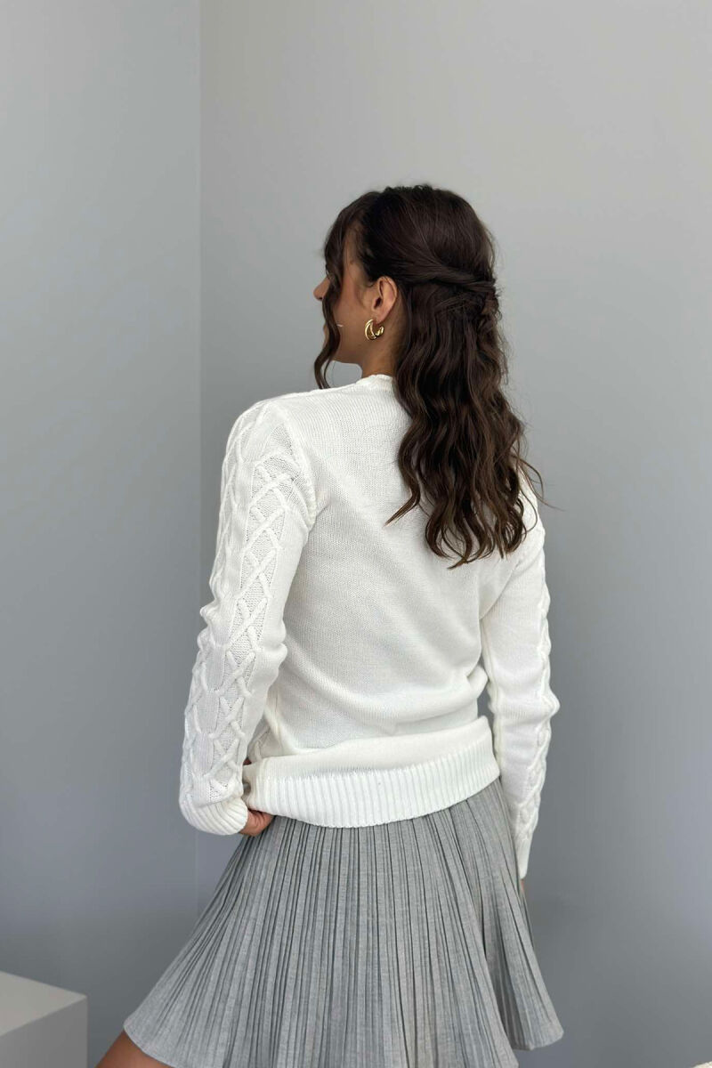 SOLID COLOR WOMEN'S KNIT SWEATER WHITE-E BARDHE - 3