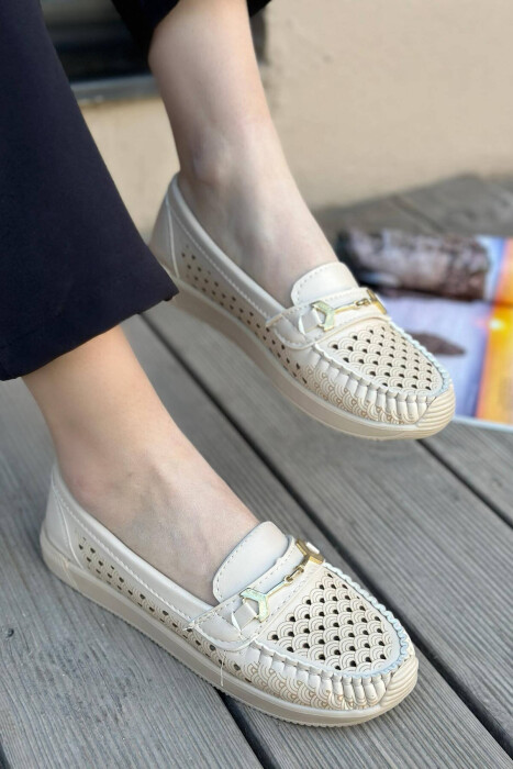 SPACE ONE COLOR WOMAN LOAFERS CREAM/KREM - 3