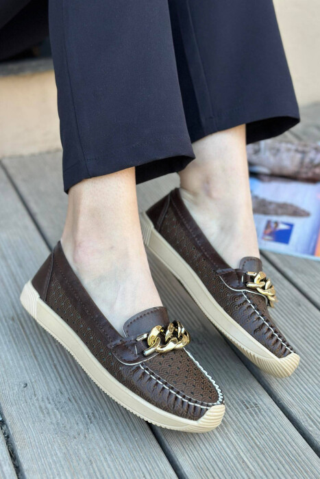 SPACE ONE COLOR WOMAN LOAFERS DARK BROWN/KAE - 3