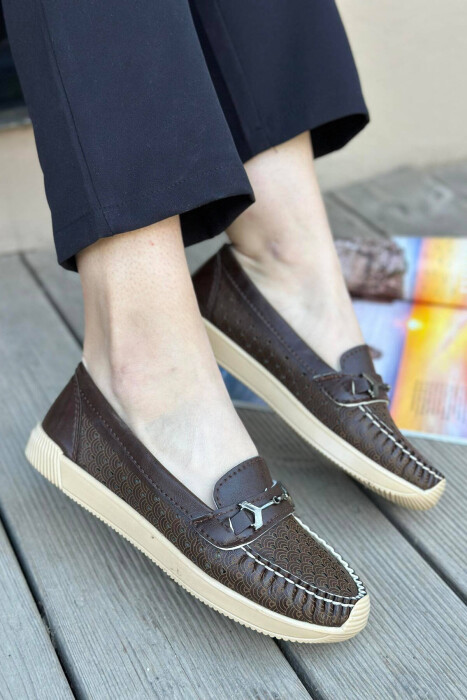 SPACE ONE COLOR WOMAN LOAFERS DARK BROWN/KAE - 3