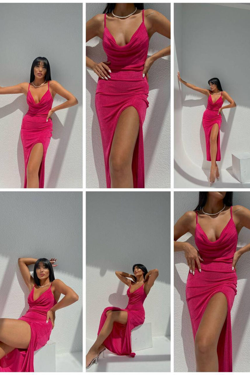 SPARKLE ONE COLOR WOMAN DRESS FUCHSIA/CIKLAMI - 1