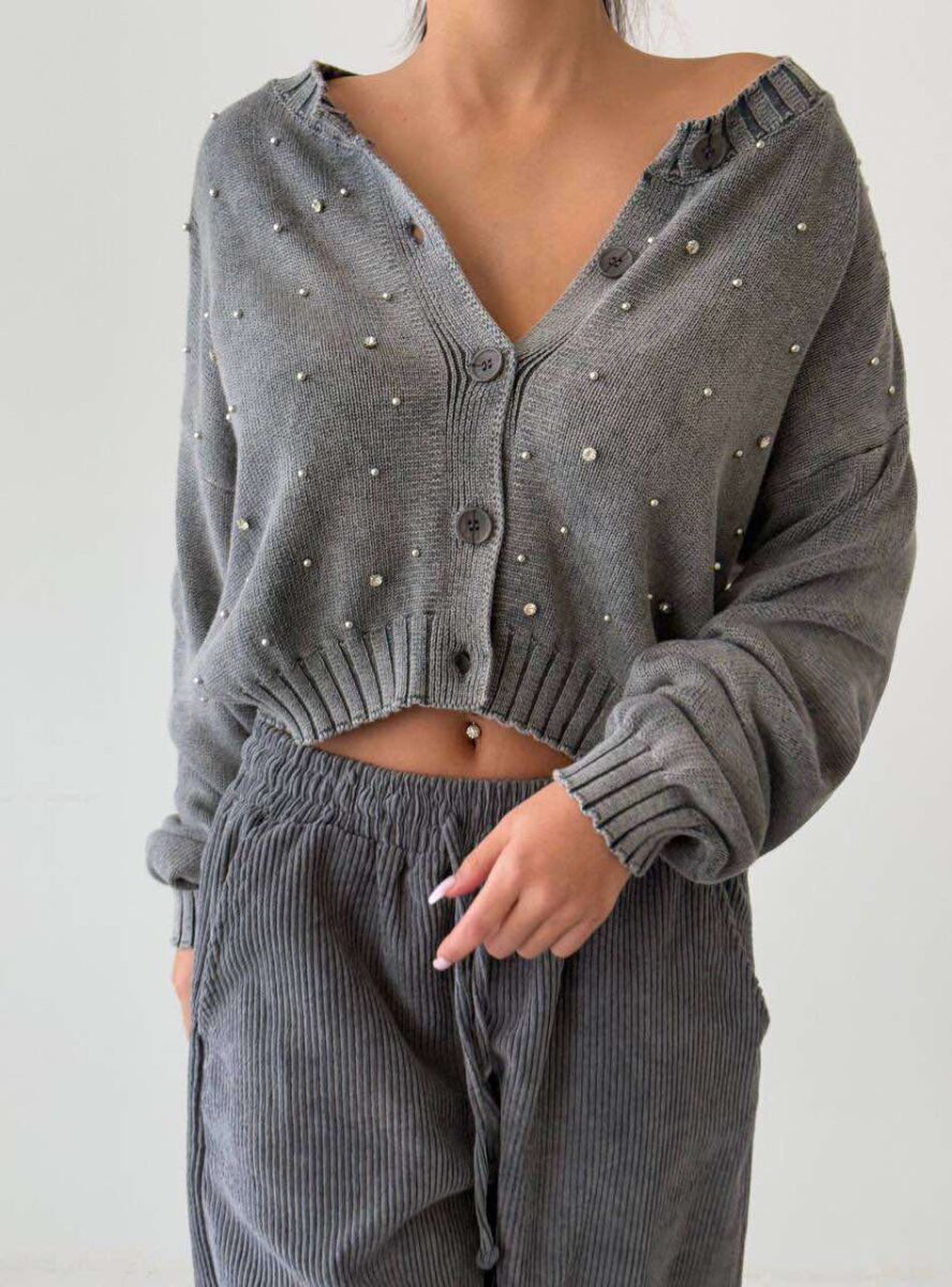 SPARKLY STONES WOMEN CARDIGAN GREY/GRI - 1