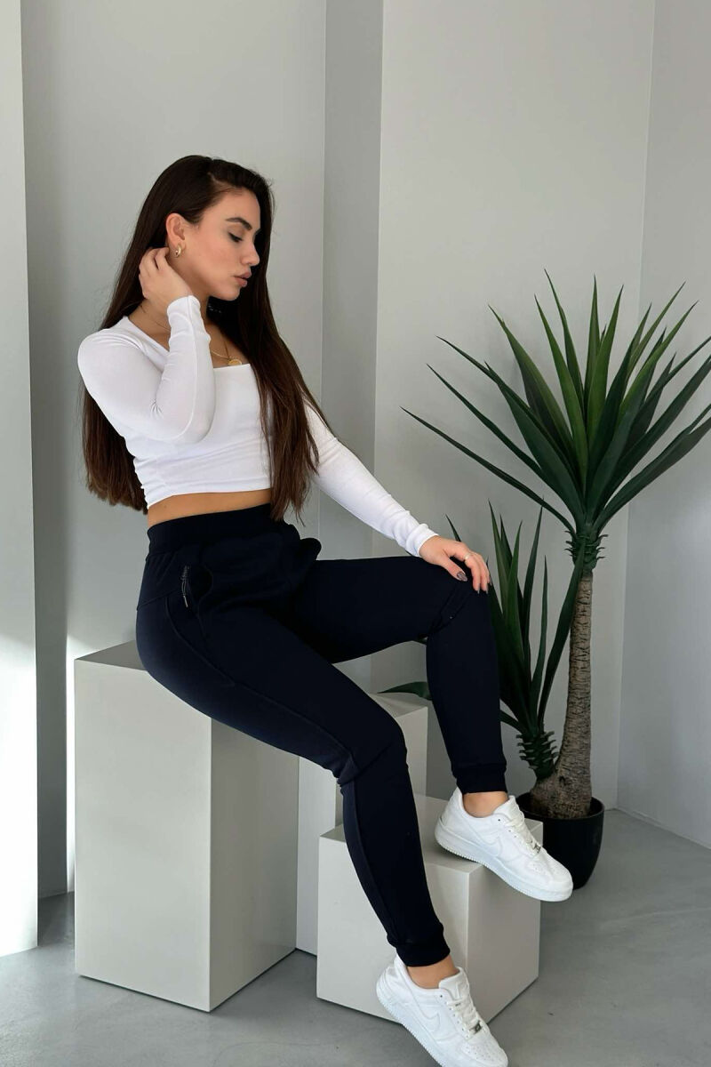 SPECIFIC SIMPLE WOMEN SWEATPANTS DARK BLUE/BEE - 2