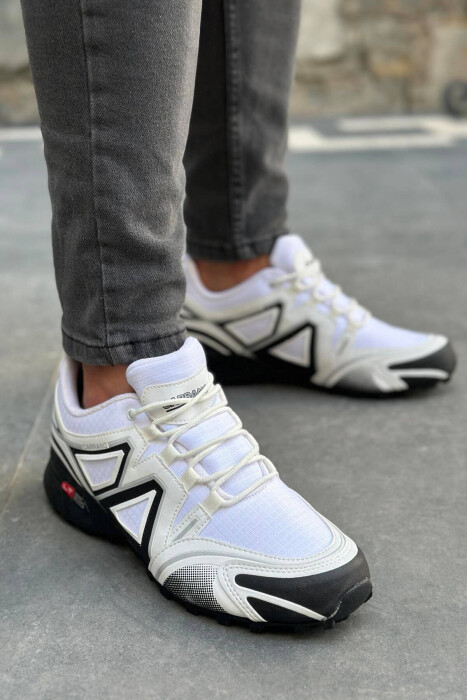 SPORT COMFORTABLE MAN SHOES WHITE-BLACK/BAZE - KLAUDIO FASHION