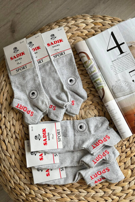 SPORT SIMPLE WOMAN ANKLE SOCKS IN GREY COLOR - 3