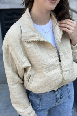 SPRING JACKET ZIPPER ONE COLOR WOMAN JACKET BEIGE/BEZHE 