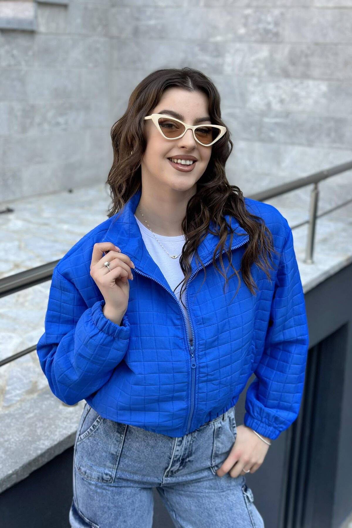 SPRING JACKET ZIPPER ONE COLOR WOMAN JACKET BLUE/BLU JACKETS SB096