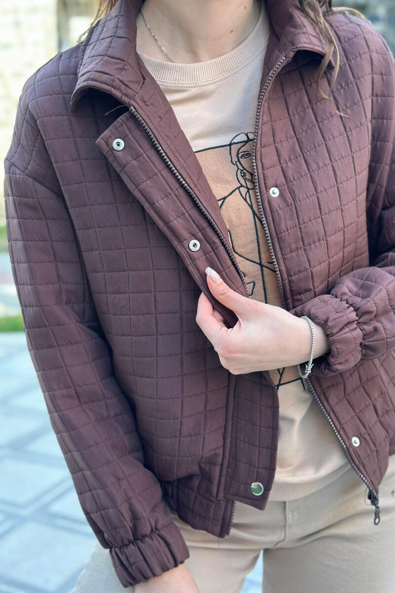 SPRING ONE COLOR WOMAN JACKET BROWN/KAFE - 3