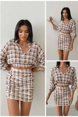 SQUARE CROP+SHORT SKIRT WOMAN SET BEIGE/BEZHE 