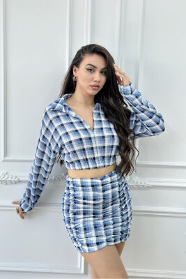 SQUARE CROP+SHORT SKIRT WOMAN SET LIGHTBLUE/BZ 