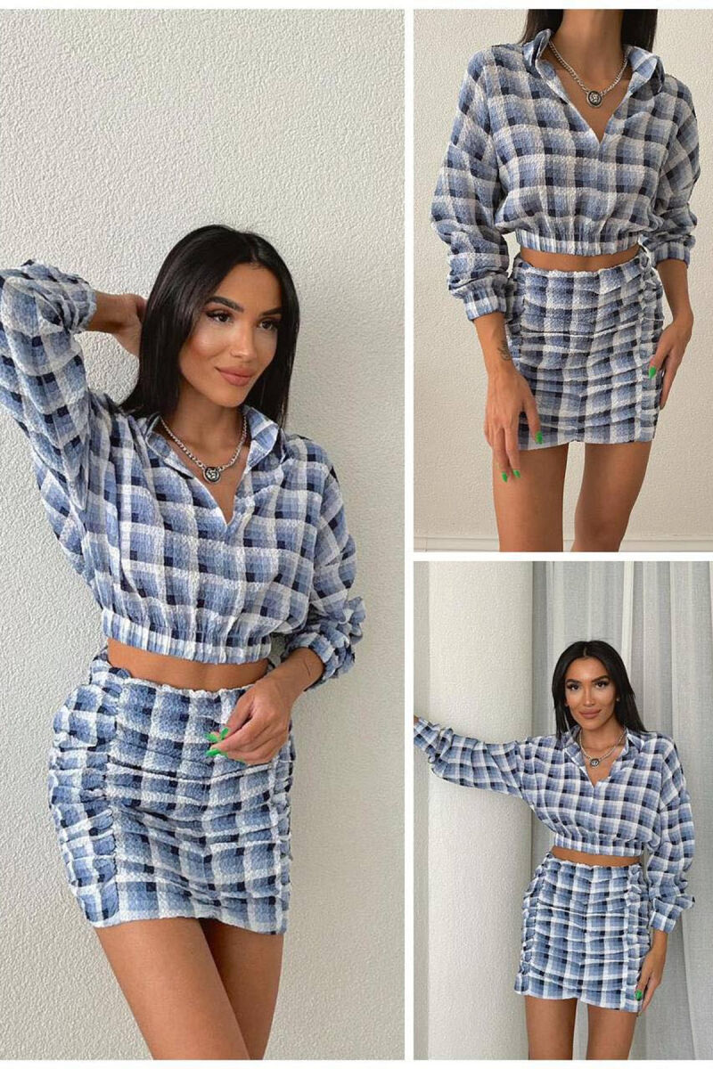 SQUARE CROP+SHORT SKIRT WOMAN SET LIGHTBLUE/BZ - 2