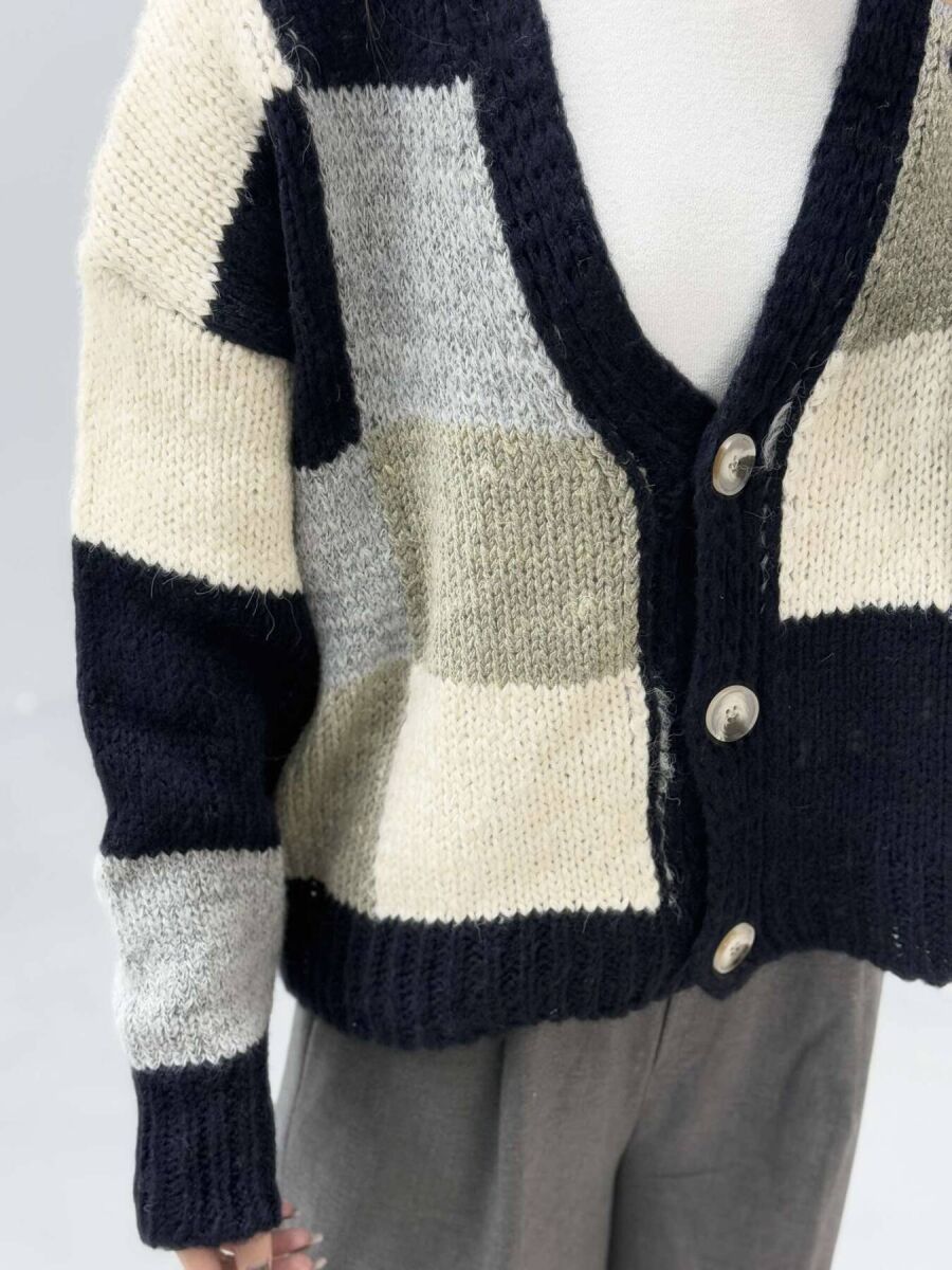 SQUARE DESIGN KNITTED WOMEN CARDIGAN MULTIPLE/SHNGJ - 4