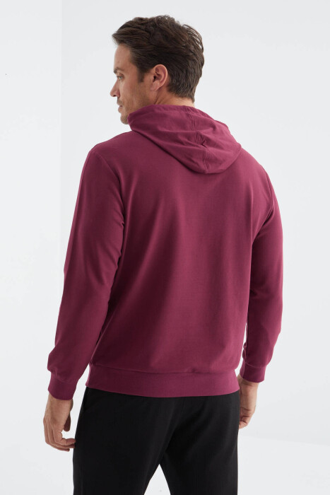 SQUARE LITTLE WRITTINGS COTTON MEN HOODIE BURGUNDY/VISHNJE - 6