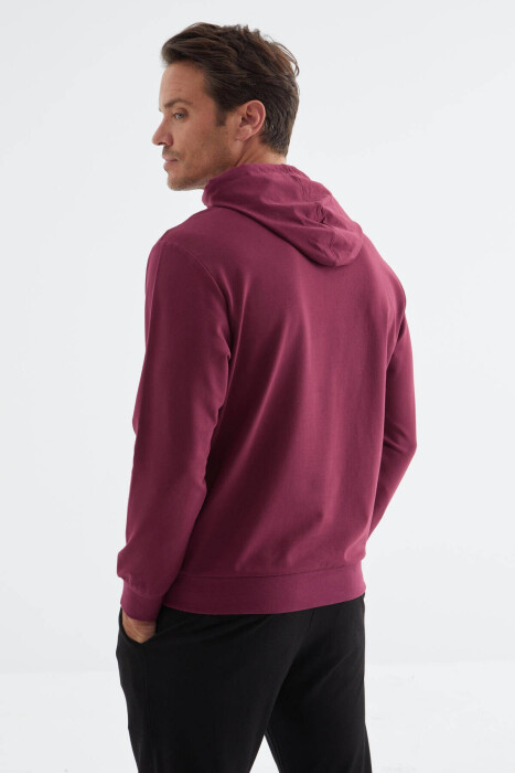 SQUARE LITTLE WRITTINGS COTTON MEN HOODIE BURGUNDY/VISHNJE - 7