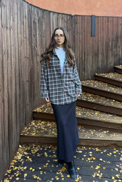 SQUARED DESIGN SIMPLE WOMEN SHIRT DARK GREY/GEE - 1