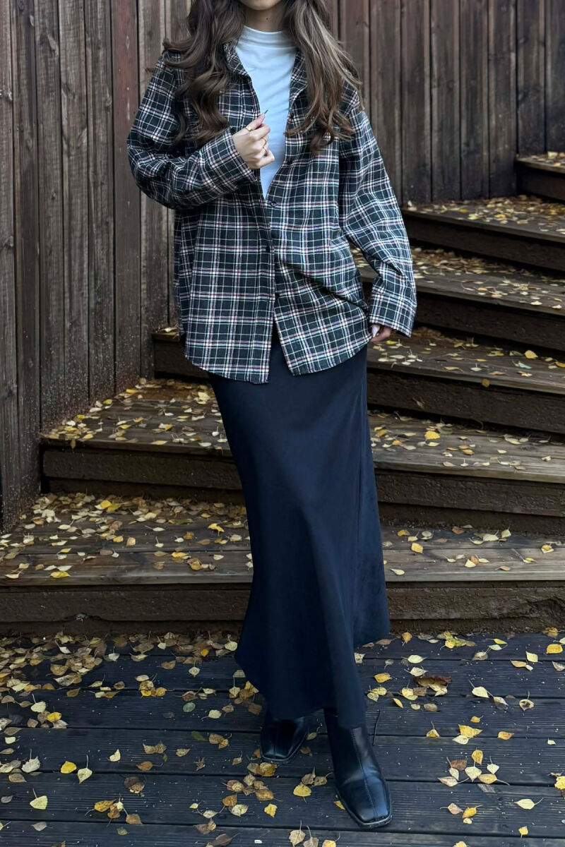 SQUARED DESIGN SIMPLE WOMEN SHIRT DARK GREY/GEE - 2