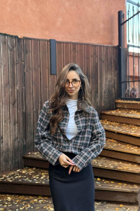 SQUARED DESIGN SIMPLE WOMEN SHIRT DARK GREY/GEE - 4