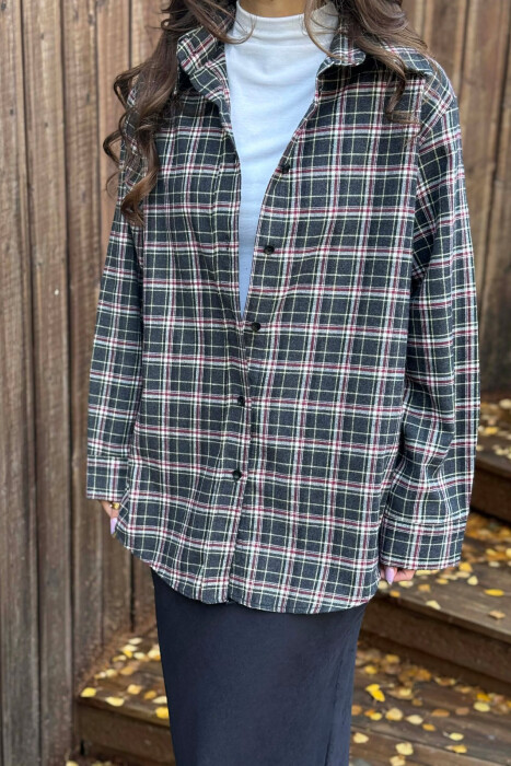 SQUARED DESIGN SIMPLE WOMEN SHIRT DARK GREY/GEE - 5