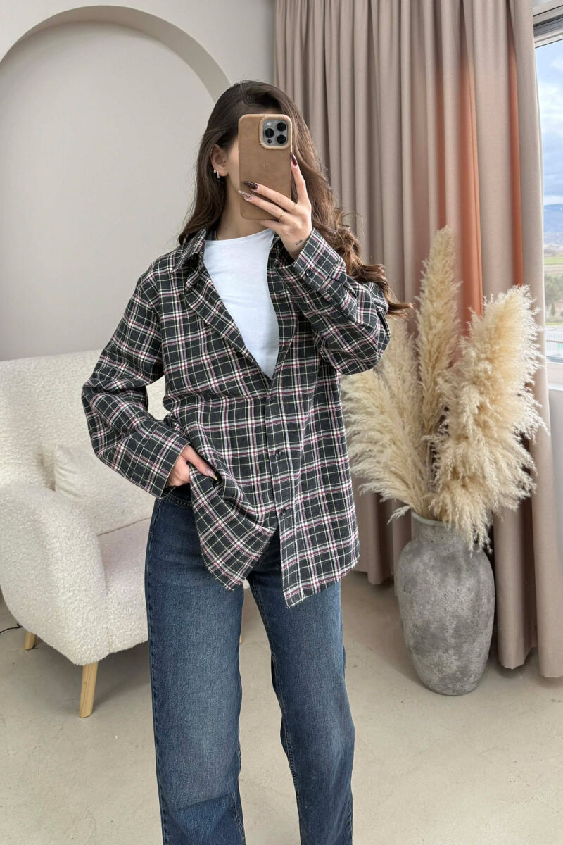 SQUARED DESIGN SIMPLE WOMEN SHIRT DARK GREY/GEE - 4