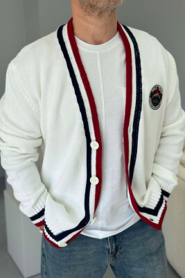 STAMP BUTTONS ONE COLOR MEN CARDIGANS WHITE-E BARDHE 