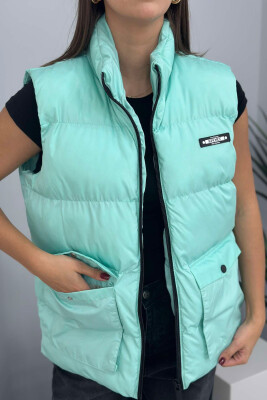 STAMP ZIPPER POCKET WOMAN VEST MINT/MENTE - 3