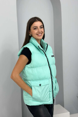 STAMP ZIPPER POCKET WOMAN VEST MINT/MENTE - 4