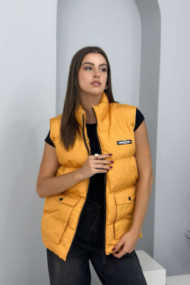 STAMP ZIPPER POCKET WOMAN VEST MUSTARD/MUSTARDE 