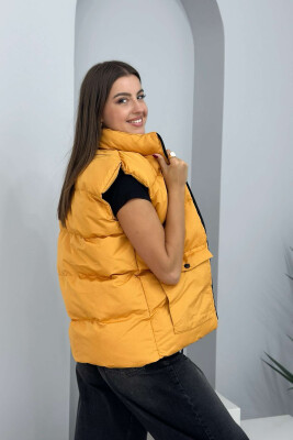 STAMP ZIPPER POCKET WOMAN VEST MUSTARD/MUSTARDE - 3