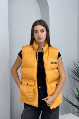 STAMP ZIPPER POCKET WOMAN VEST MUSTARD/MUSTARDE - 4