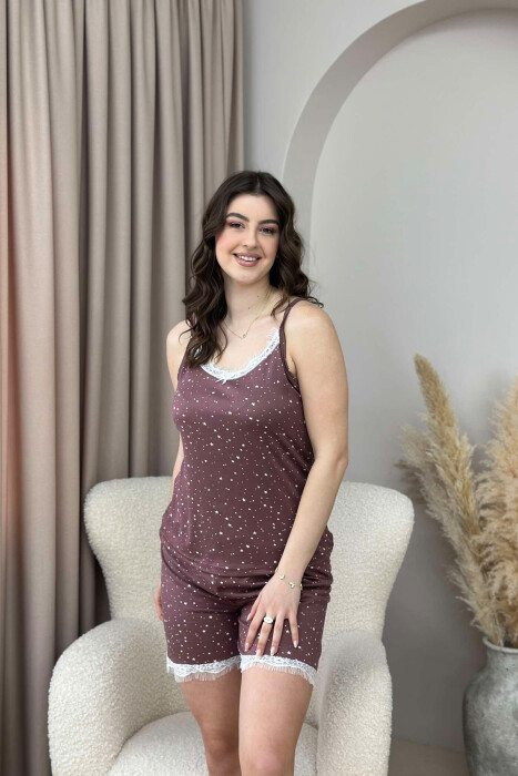 STAR DESIGN TANK TOP+SHORTS WOMEN PYJAMAS VINEGAR/UTHULL - KLAUDIO FASHION