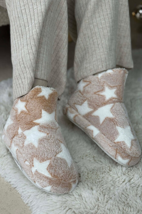 STAR DESIGN WOMAN ANKLE SLIPPERS BEIGE/BEZHE - 1