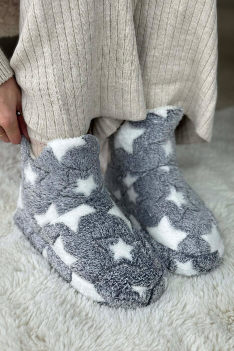 STAR DESIGN WOMAN ANKLE SLIPPERS GREY/GRI - 1