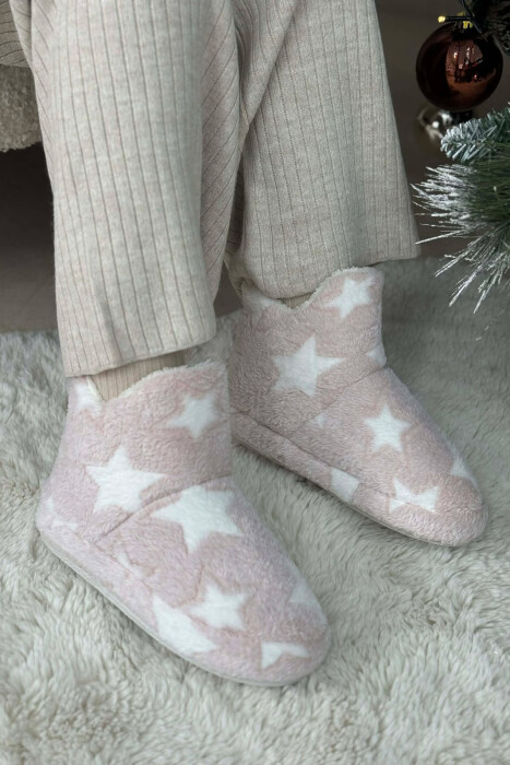 STAR DESIGN WOMAN ANKLE SLIPPERS POWDER/PUDER - KLAUDIO FASHION