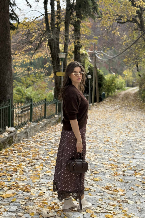 STARFISH BUTTONS SHORT SLEEVES WOMEN CARDIGAN DARK BROWN/KAE - 3