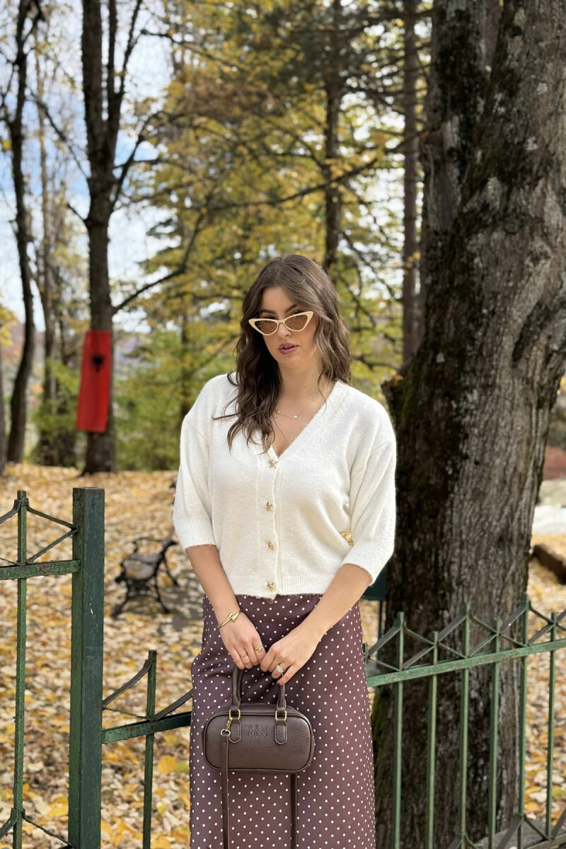 STARFISH BUTTONS SHORT SLEEVES WOMEN CARDIGAN WHITE-E BARDHE - 2