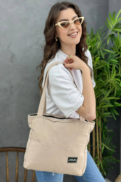 STAY BEAUTIFUL WOMAN TOTE BAG BEIGE/BEZHE - 2