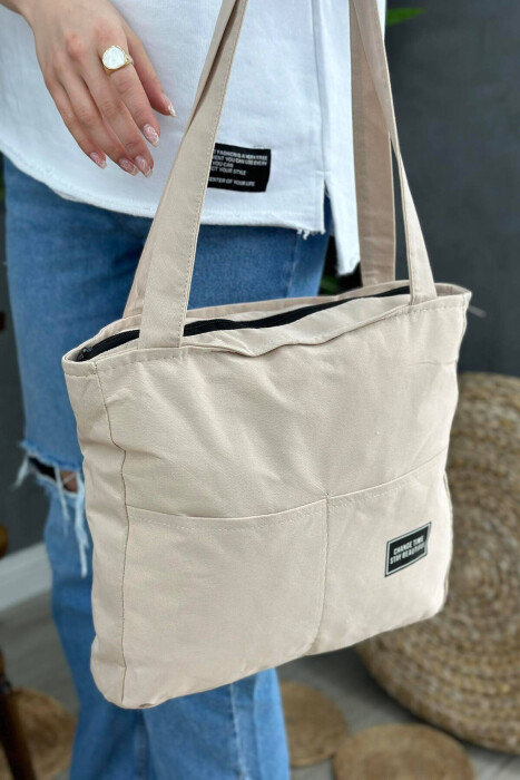 STAY BEAUTIFUL WOMAN TOTE BAG BEIGE/BEZHE - 3