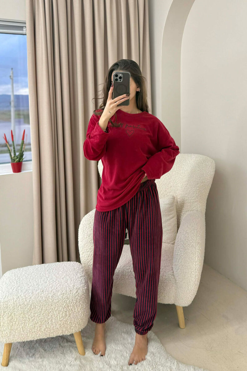 STAY POSITIVE FRONT WRITTINGS WOMEN PYJAMAS BURGUNDY/VISHNJE - 5