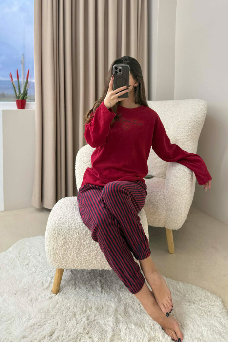 STAY POSITIVE FRONT WRITTINGS WOMEN PYJAMAS BURGUNDY/VISHNJE - 6