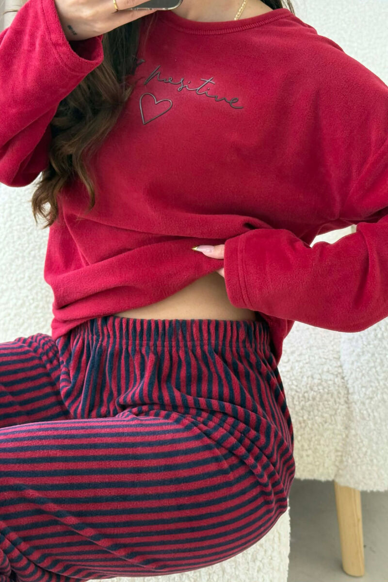 STAY POSITIVE FRONT WRITTINGS WOMEN PYJAMAS BURGUNDY/VISHNJE - 9