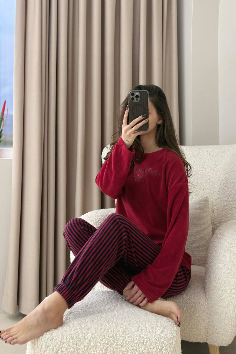 STAY POSITIVE FRONT WRITTINGS WOMEN PYJAMAS BURGUNDY/VISHNJE - 7