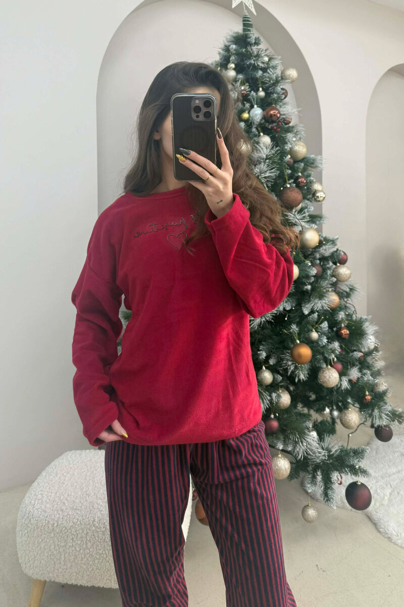 STAY POSITIVE FRONT WRITTINGS WOMEN PYJAMAS BURGUNDY/VISHNJE - 4