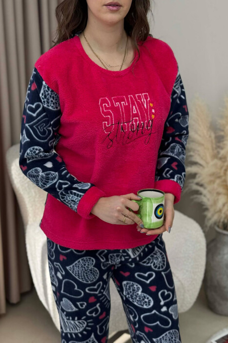 STAY STRONG WRITINGS POLAR BLOUSE+ TROUSERS WOMAN PIJAMAS FUCHSIA/CIKLAMI - 4