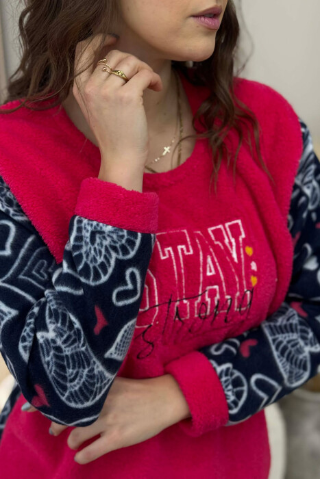 STAY STRONG WRITINGS POLAR BLOUSE+ TROUSERS WOMAN PIJAMAS FUCHSIA/CIKLAMI - 5