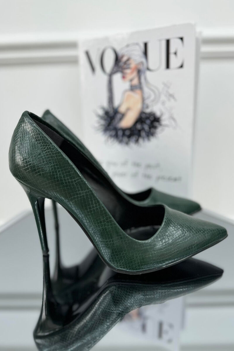 STILETO SHINY LEATHER WOMAN HEELS GREEN/JESHILE - 3